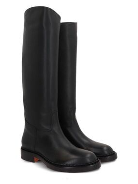 NIB Santoni Black Leather Tall Riding Or Equestrian Style Boots 39